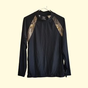 💚3/$15 Outfitters Ridge Men's T Shirt Large 44 camo Black Long Sleeve